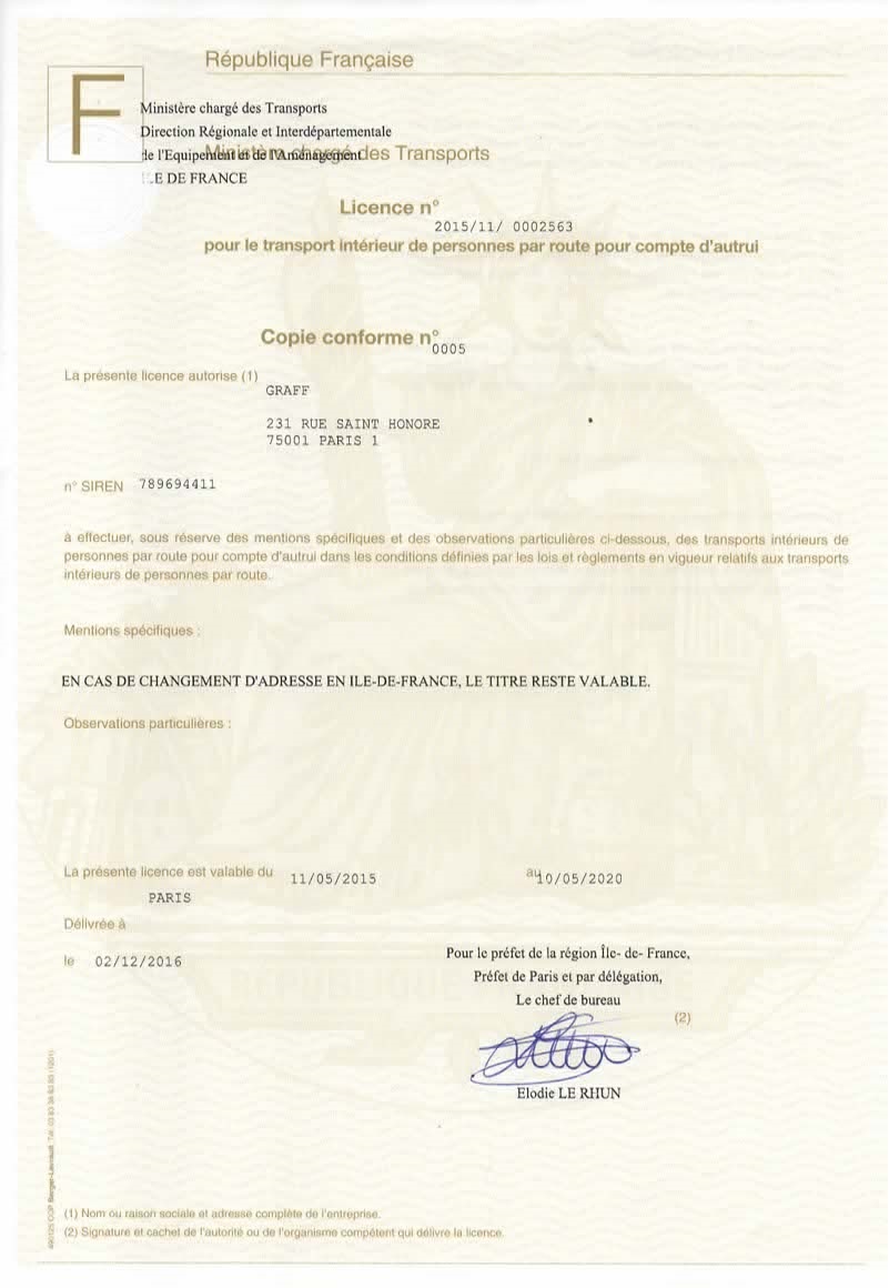 Licenza per ogni auto (Esempio № 5) Licenza auto № 5